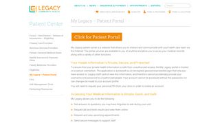 My Legacy - Patient Portal - Legacy Community Health