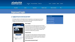 Improved Login for Online Account Access - Alaska USA