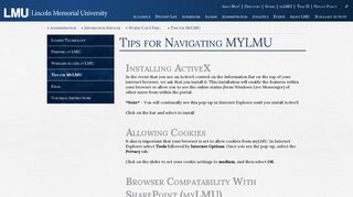 Tips for MyLMU - Lincoln Memorial University