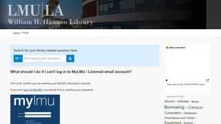 What should I do if I can't log in to MyLMU / Lionmail email account?
