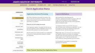 James Madison University - Check Application Status