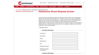 Manitowoc Direct Request Access - Manitowoc Cranes