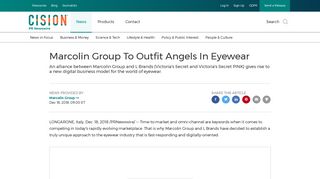 Marcolin Group To Outfit Angels In Eyewear - PR Newswire