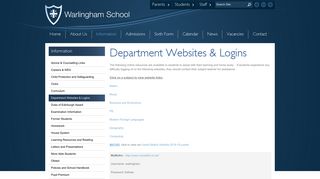 Department Websites & Logins - Warlingham School