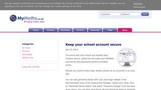 MyMaths - Bringing maths alive - Keep your school account secure