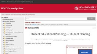 Students - Student Planning - MCCC Knowledge Base