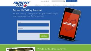 Log In - Get the Best Gas Prices with TxtPay from Murphy USA