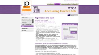 MYOB Accounting Practice Sets by Perdisco: Registration and login