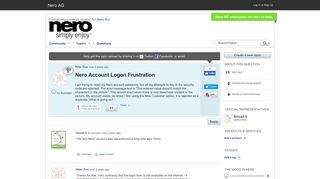 Nero Account Logon Frustration - Nero Forum