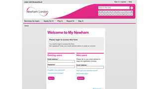 My Newham - Account Login - Newham Council