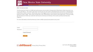 Welcome to NMSU Special Events Shiftboard Login Page