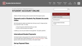 Student Account Online | Oklahoma Christian University