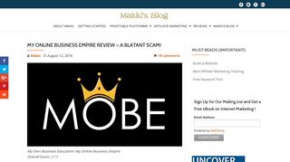 My Online Business Empire Review – A Blatant Scam! | | Makki's Blog