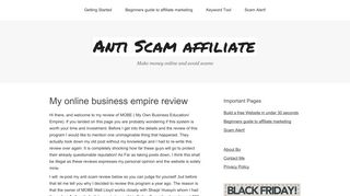 My online business empire review - Anti scam affiliate