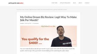 My Online Dream Biz Review: Legit Way To Make $6k Per Month?