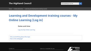 My Online Learning (Log in) - The Highland Council