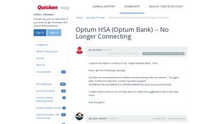 Optum HSA (Optum Bank) -- No Longer Connecting | Quicken Customer ...