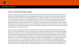 Orioles Terms and Conditions - Tickets.com