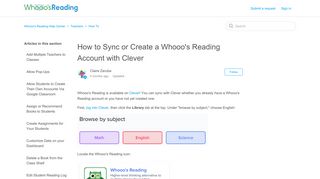How to Sync or Create a Whooo's Reading Account with Clever ...
