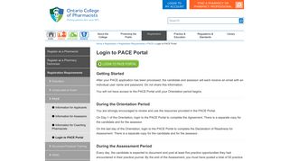 Login to PACE Portal - Ontario College of Pharmacists