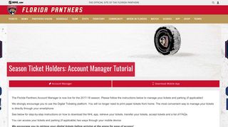 Season Ticket Holders: Account Manager Tutorial | Florida Panthers