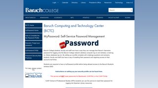 myPassword - Self-Service Password Management - BCTC - Baruch ...