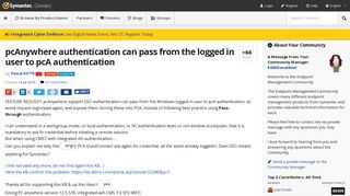 pcAnywhere authentication can pass from the logged in user to pcA ...