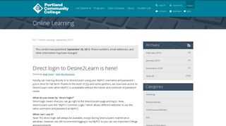 Direct login to Desire2Learn is here! | Online Learning at PCC