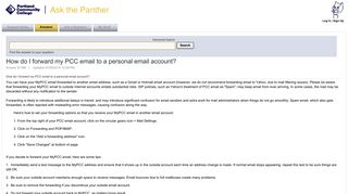 How do I forward my PCC email to a personal email account?
