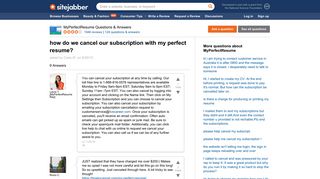 how do we cancel our subscription with my perfect resume? - Sitejabber