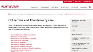 Online Time and Attendance System | SUNY Plattsburgh