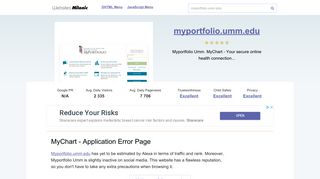 Myportfolio.umm.edu website. MyChart - Application Error Page.