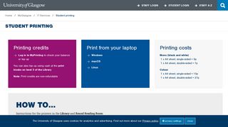 University of Glasgow - MyGlasgow - IT Services - Student printing
