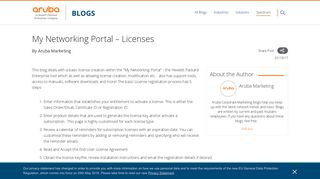 My Networking Portal – Licenses | Aruba Blogs