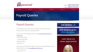 Payroll Queries · gap personnel
