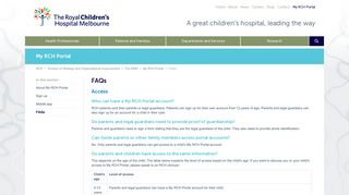 My RCH Portal : FAQs - The Royal Children's Hospital