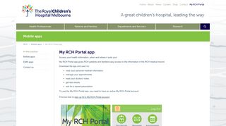 Mobile apps : My RCH Portal app - The Royal Children's Hospital