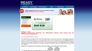 My Money - READYdebit Visa Prepaid Card