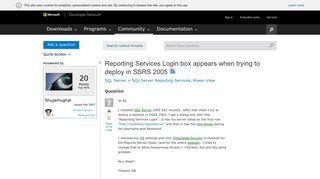 Reporting Services Login box appears when trying to deploy in SSRS ...