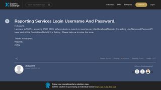 Reporting Services Login Username And Password. - Experts Exchange
