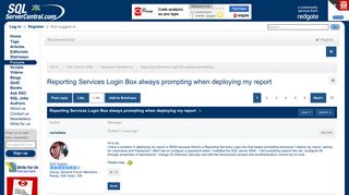 Reporting Services Login Box always prompting when deploying my ...
