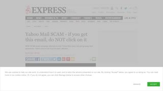 Yahoo Mail SCAM - if you get this email, do NOT click on it | Express ...