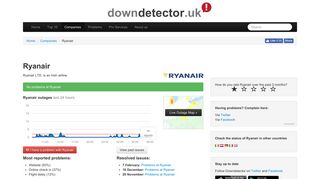 Ryanair down? Current outages and problems. | Downdetector