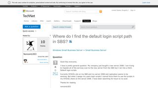 Where do I find the default login script path in SBS? - Microsoft