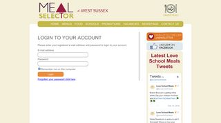 Please log in - West Sussex Meal Selector