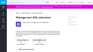 Manage your AOL username - AOL Help