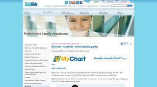 MyChart - SickKids' online patient portal