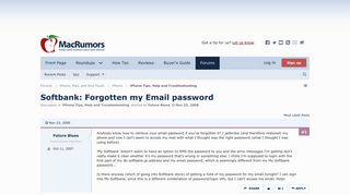 Softbank: Forgotten my Email password | MacRumors Forums