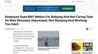 Employee Sues BNY Mellon For Bullying And Not Caring That He Was ...
