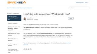 I can't log in to my account. What should I do? – Spark Hire